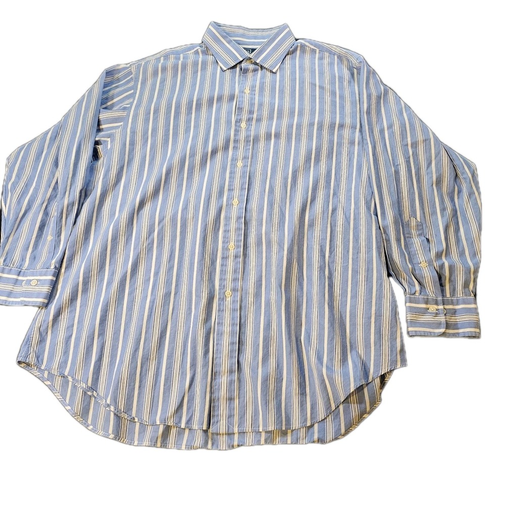 Polo By Ralph Lauren Phillip Blue/White Striped Button Down SZ 17 32/33
